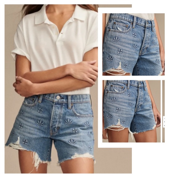Lucky Brand Legend 90s Midi Jean High Rise Shorts 6/28 Cotton Hemp Frayed Summer